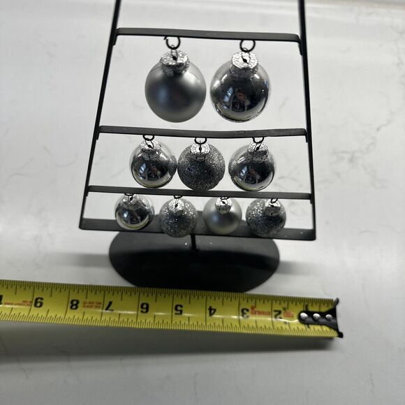 Metal Triangle Shape A Framed Christmas Tree w/Silver Hanging Ornaments 14.5" - Picture 10 of 10